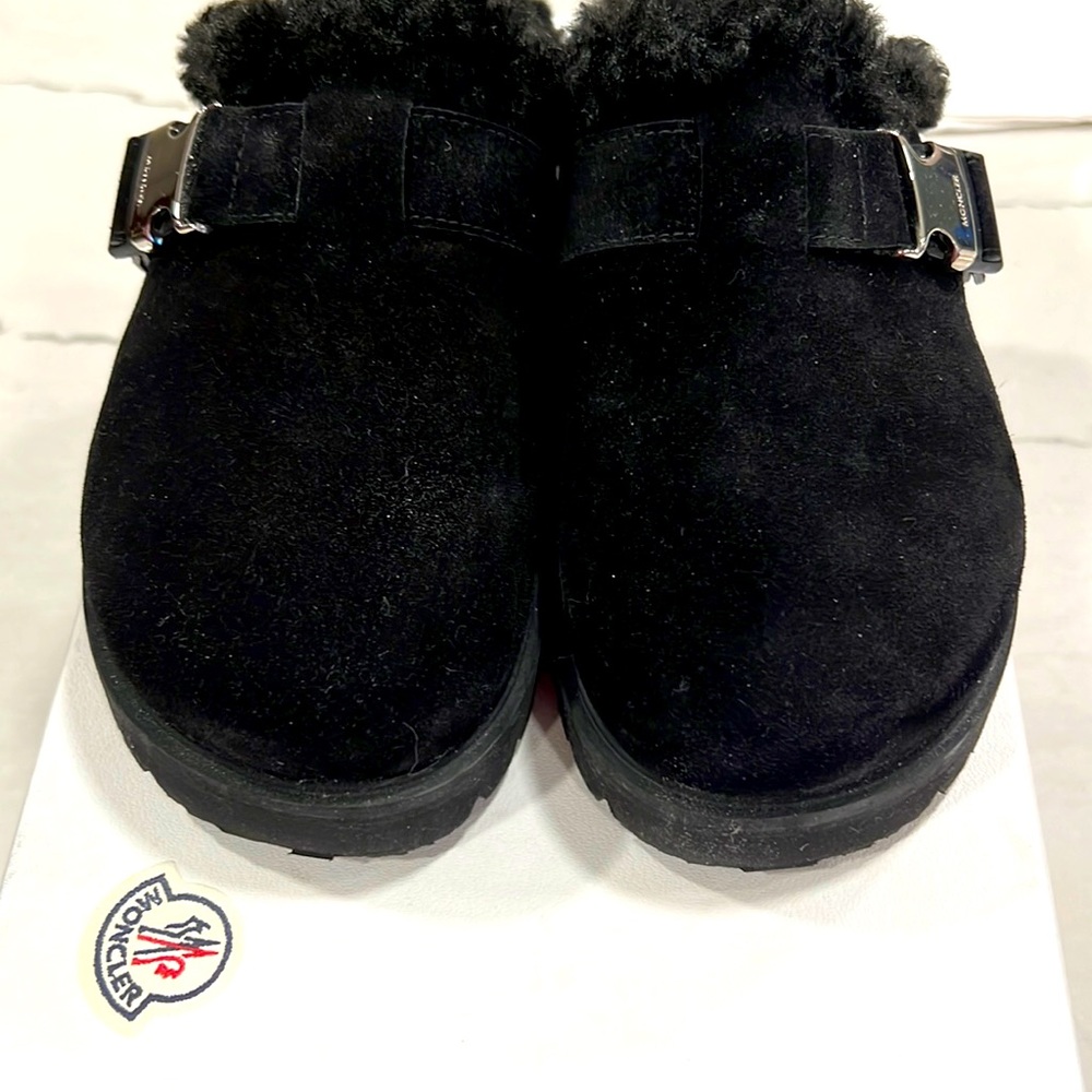 Moncler Black Suede Mules
